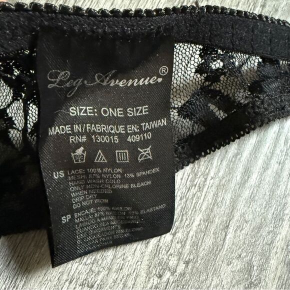 Leg Avenue Lace Garter Belt Black Floral Adjustable One Size - Picture 3 of 6